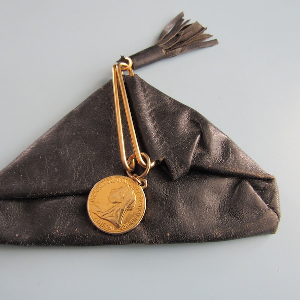 Vintage Unique Black Folding Leather Coin Purse Free Shipping