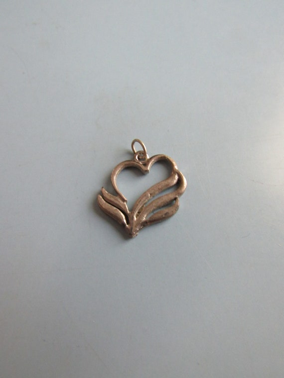 Vintage Sterling Silver Heart Pendant Free Shippi… - image 1