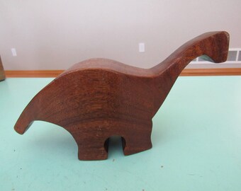 Vintage Carved Wooden Dinosaur Brontosaurus Free Shipping