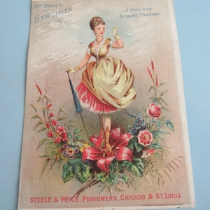 Antique Victorian Trade Card Dr. Price&#39;s Hyacinth Perfume Late 1800s Free Shipping