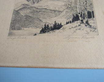 Lot of 3 Vintage Lyman Byxbe Signed Etchings Lone Pine Long's Peak