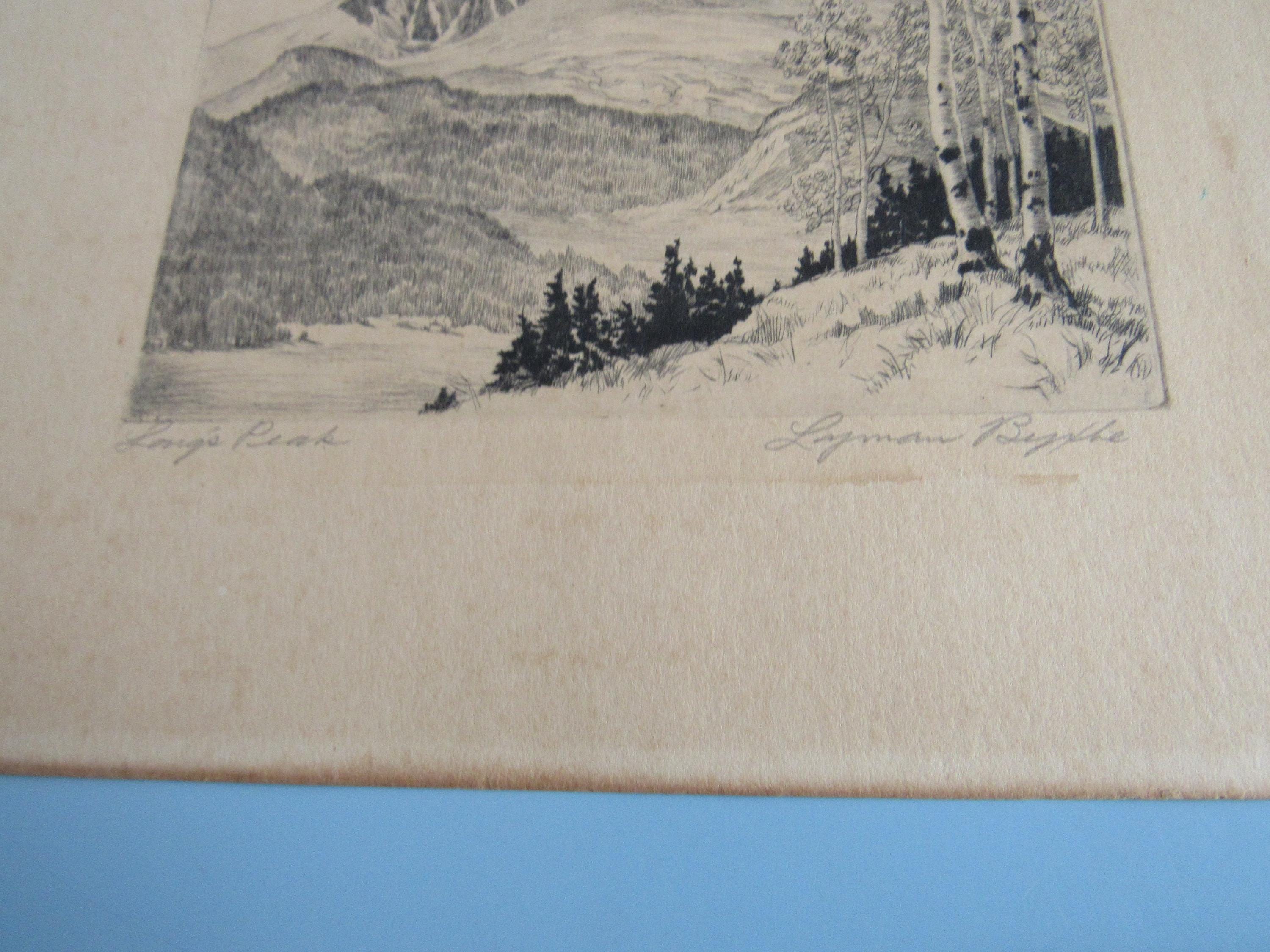 Lot of 3 Vintage Lyman Byxbe Signed Etchings Lone Pine Long's Peak