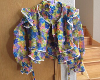 Vintage Gauzy Floral Blouse and Vest No Size Listed Free Shipping