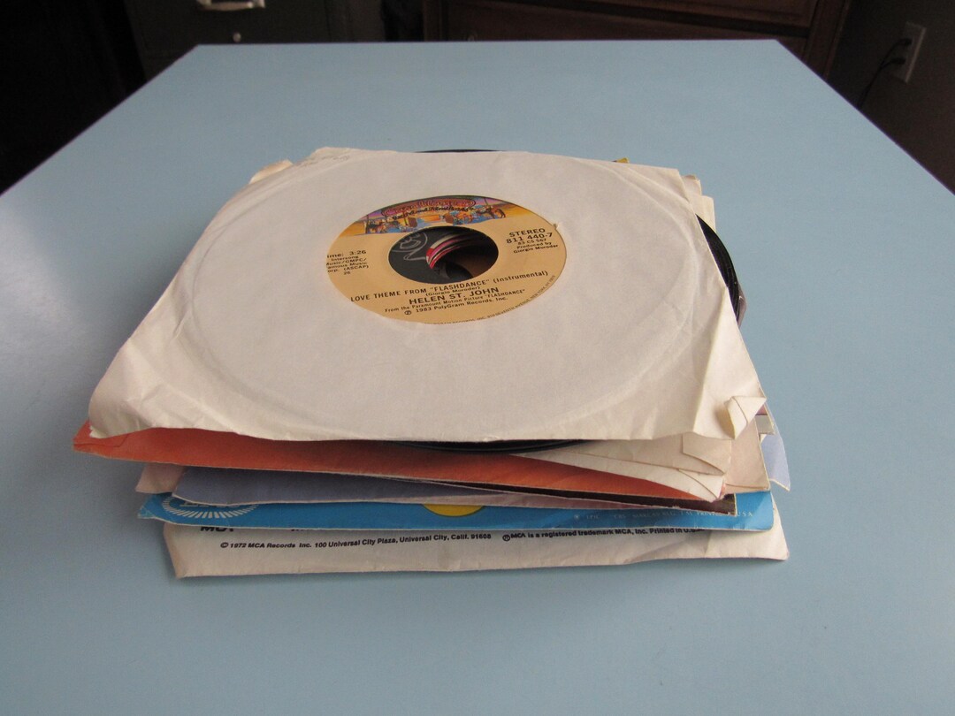 Stack of 24 Vintage 45 RPM Records Mixed Genre 45s Flashdance Neil ...