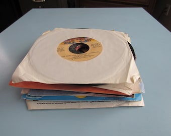 Stack of 24 Vintage 45 RPM Records Mixed Genre 45s Flashdance Neil Diamond Donna Summer Free Shipping