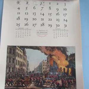 Vintage Travelers Calendar Pages Currier & Ives 1953 Free Shipping