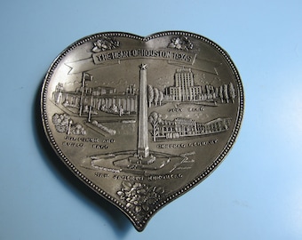 Vintage Houston, Texas Souvenir Metal Ashtray Free Shipping