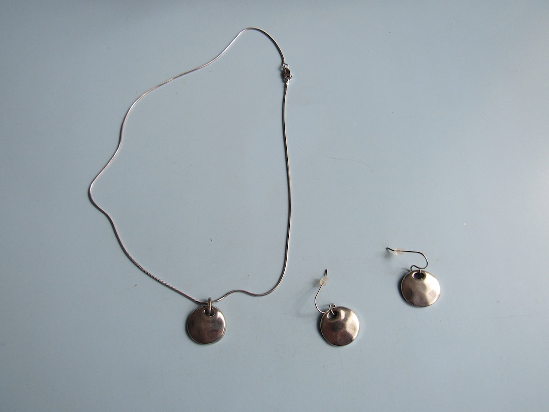 Vintage Danforth Pewter Jewelry Set Necklace Earrings Free Shipping - Etsy