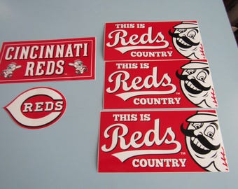 Lot of 5 Vintage Cincinnati Reds Stickers Free Shipping