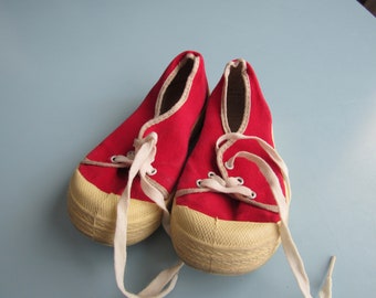 Vintage Red Canvas Children's Shoes Free Shipping