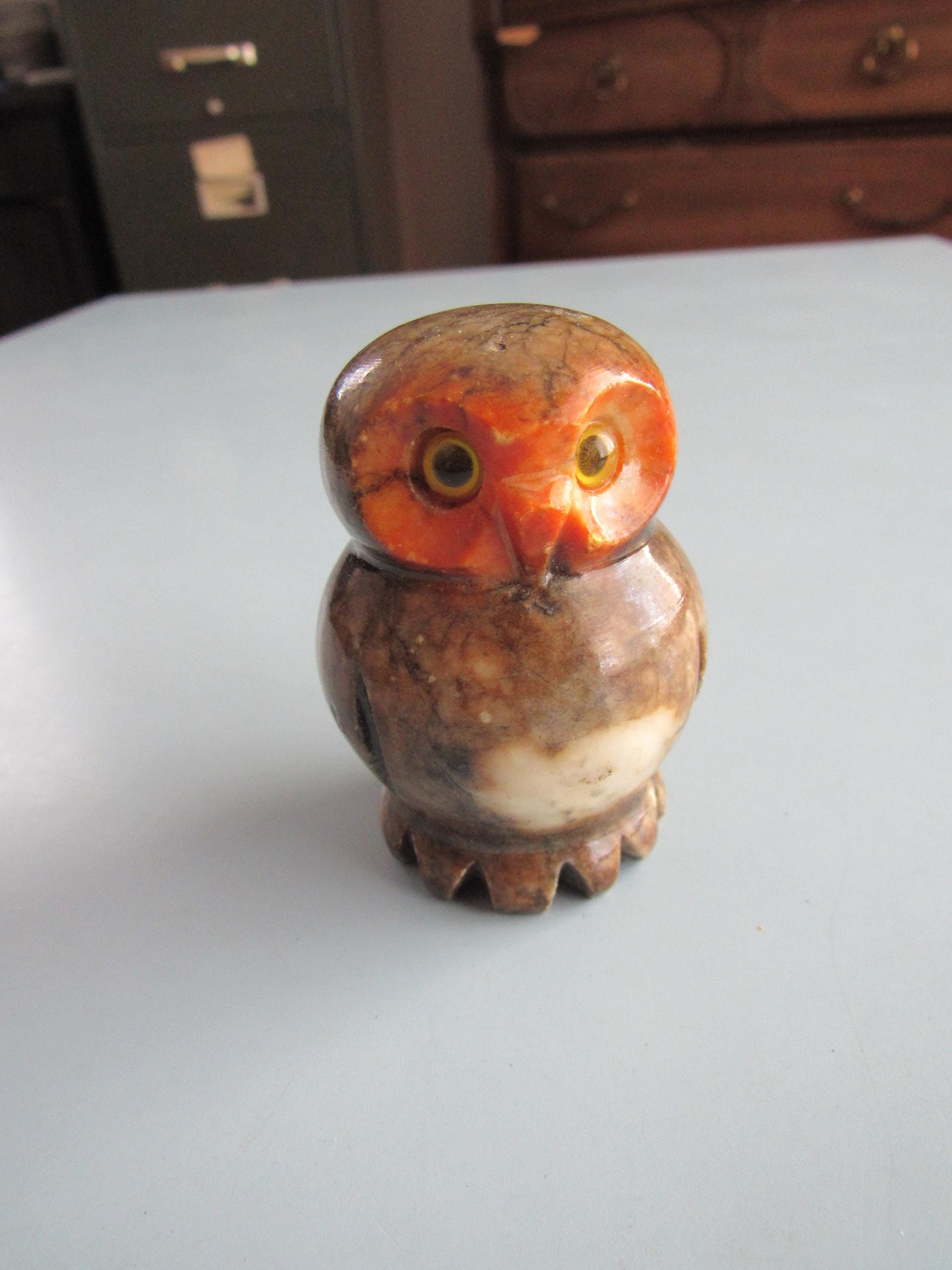 Vintage Alabaster Owl Figurine Italy Free Shipping
