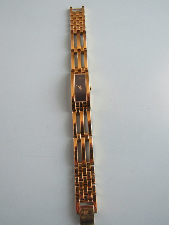 Vintage Women s Movado Gold Tone Watch Model Rectangular Black