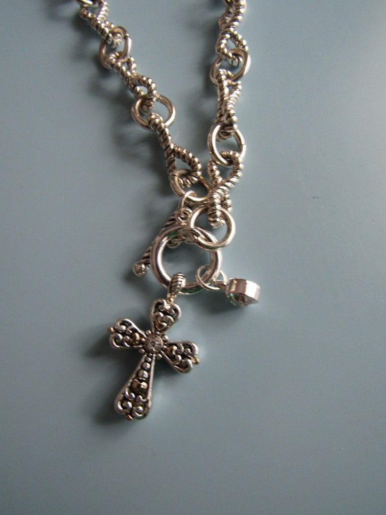 Vintage Silver Tone Cross Necklace Free Shipping Etsy