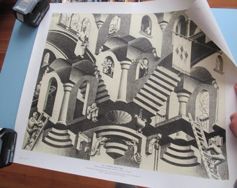Vintage M.C. Escher Convex and Concave Poster Print 1970 Breugel Van Dooren Free Shipping
