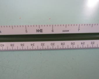 Vintage Keuffel & Esser KE 1631W Engineers' Triangular Scale 12 Inches with Case Free Shipping