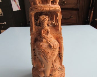 Vintage Carved Wooden Elephant Figurine Unknown Age Free Shipping