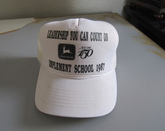 Vintage John Deere Implement School 1987 Snapback Trucker Hat Cap YR Headwear Free Shipping