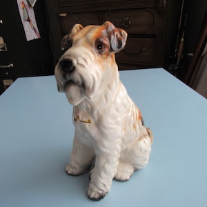Vintage Porcelain Airedale Terrier Figurine Dog Free Shipping