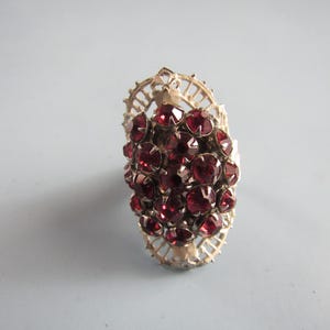 Vintage Silver Tone Adjustable Rhinestone Ring Free Shipping