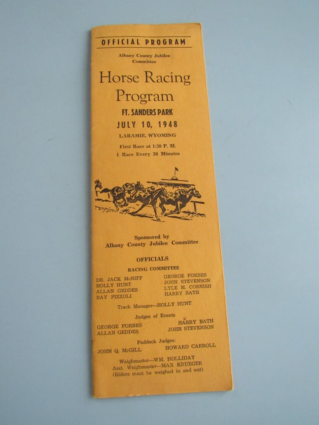 Vintage Horse Racing Program 1948 Laramie, Wyoming Free Shipping - Etsy