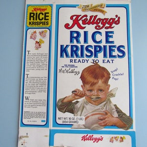 Vintage Kellogg&#39;s Rice Crispies 75th Anniversary Flat Box 1981 Free Shipping
