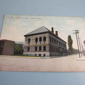 Vintage Portland, Oregon Public Library Used Postcard Post Card 1910 Franklin Stamp Free Shipping