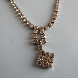 Vintage Silver Tone Rhinestone Necklace Costume Jewelry Free Shipping