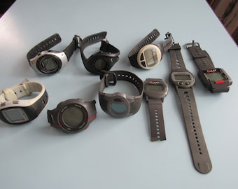 Lot of 9 Digital Fitness Watches Heart Rate Monitors Etc Untested Free Shipping