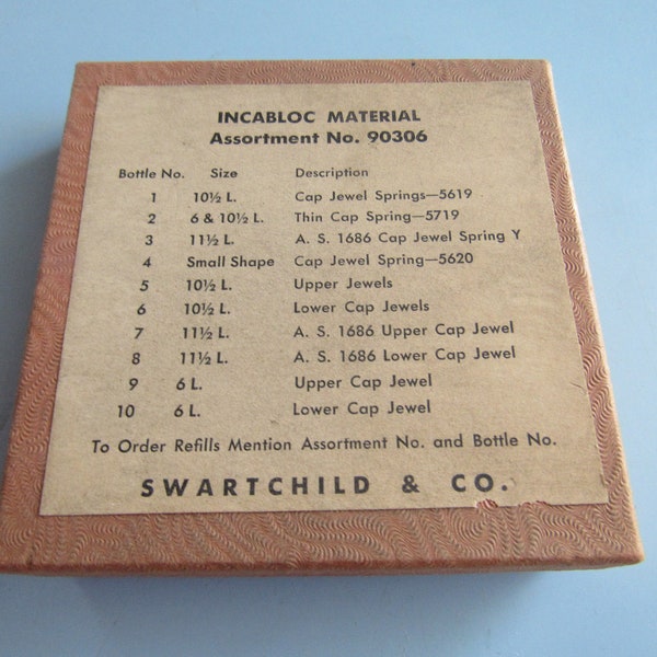 Vintage Swartchild & Co. Incabloc Material Box With Empty Vials Free Shipping