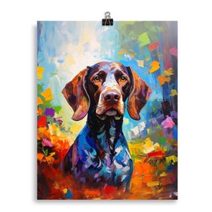 ジャーマン・ショートヘアード・ポインター（GSP）の絵画 マット紙アートプリント - 犬の飼い主への最高の贈り物