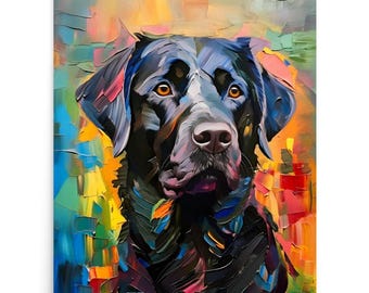 Stampa artistica di un Labrador nero: dipinto su carta opaca - Regalo per i proprietari di cani
