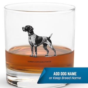 Personalized German Shorthaired Pointer Whiskey Glass: Custom Dog Owner Gift