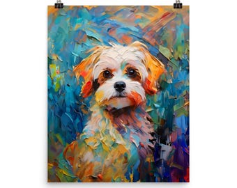 Cuadro de perro maltés: Impresión artística en papel mate a color