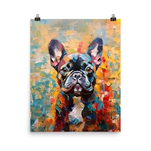 Franse Bulldog-hond schilderij mat papier Art Print - Beste cadeaus voor hondenbezitters