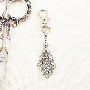 Silver Filigree Zipper Pull - Elegant 3 Length - Perfect for Cross Stitch, Quilters, and Sewing