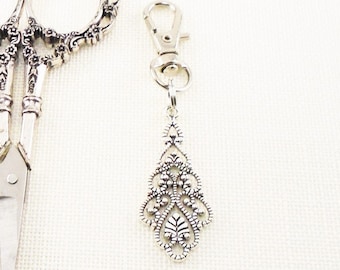 Silver Filigree Zipper Pull - Elegant 3 Length - Perfect for Cross Stitch, Quilters, and Sewing