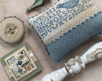 Bluebird Sampler by Heart in Hand, Primitive Bird Pattern, Folk Art Chart