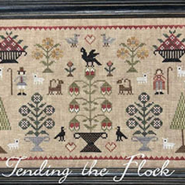 Tending the Flock by The Scarlett House, cross stitch pattern