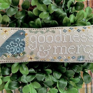 Goodness and Mercy Cross Stitch Pattern Sweet Wing Studio Psalm 23 Sampler