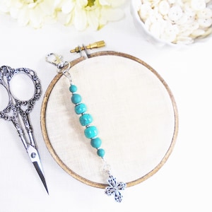 Teal and silver scissor fob