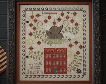 God bless America Cross stitch pattern from Plum Street Samplers