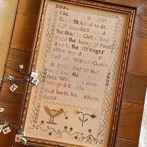 Martha Brown Cross Stitch Pattern | Hands To Work Reproduction Sampler | Primitive Antique Chart