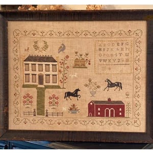 The Stables at Hollyberry Farm Sampler by Stacy Nash Primitives, cross stitch pattern