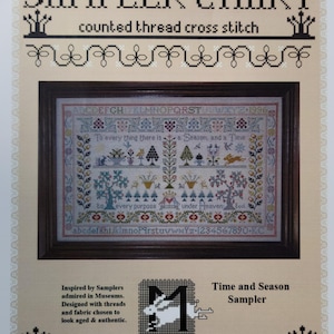 Time and Season Sampler by Moira Blackburn Cross Stitch Pattern | Antique Reproduction Sampler | Large Heirloom Chart