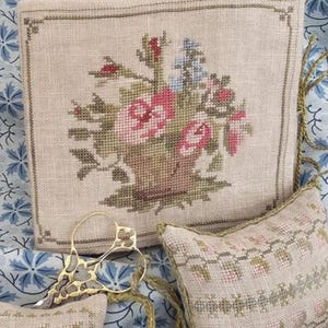 1830s Rose basket Needlebook by samplers not forgotten cross stitch pattern