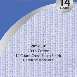 14 count Aida Light Blue 20" x 30", cross stitch fabric