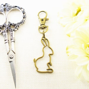 Bronze Bunny zipper pull or scissor fob