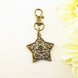 Bronze Star zipper pull or scissor fob