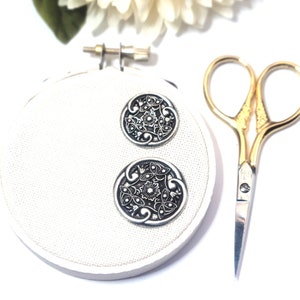 Pretty Silver Needle Minder - Bestseller! Choose Your Size - 7/8" or 1-1/8" - Easy Grasp Back Magnet