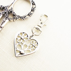 Heart zipper pull or scissor fob